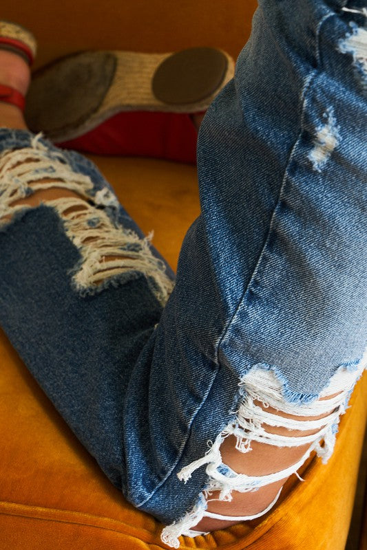 Goodbye Super High Rise Distressed Jeans | Flying Monkey