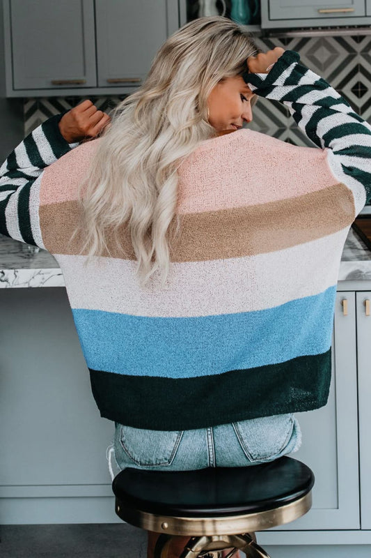 Color Block Boat Neck Sweater