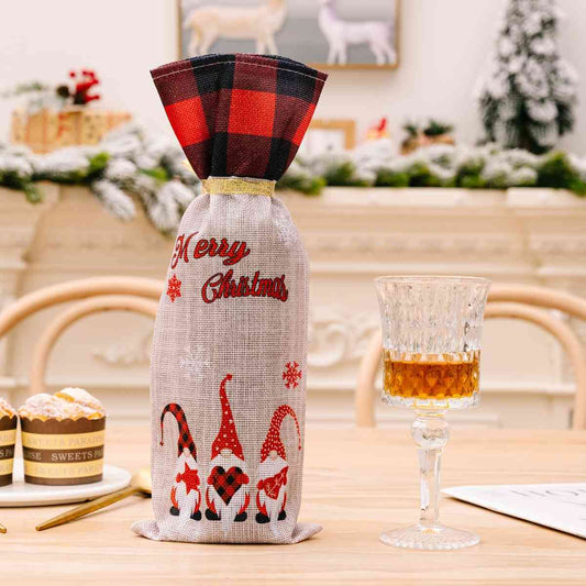 Christmas Plaid Wine Bottle Covers | 2 Pieces