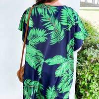 Navy Palm Leaf Print Kimono - Bella Lia Boutique