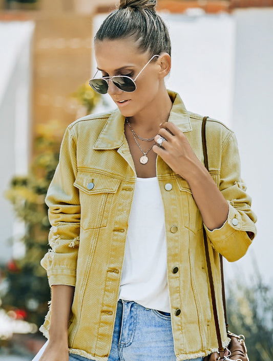 Above It All Distressed Denim Jacket | Multiple Colors