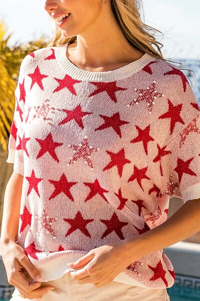 Star Power Short Sleeve Knit Top