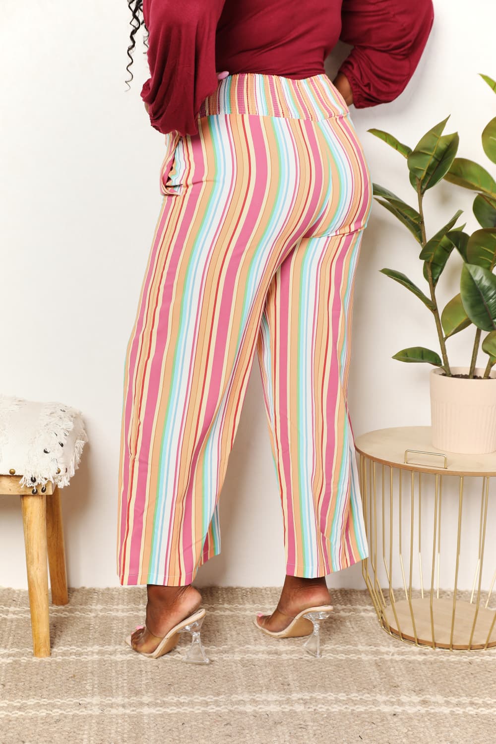 Striped Smocked Waist Pants