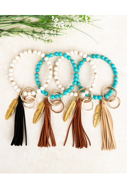 Boho Stone Key Ring Bracelet | Multiple Colors - Bella Lia Boutique