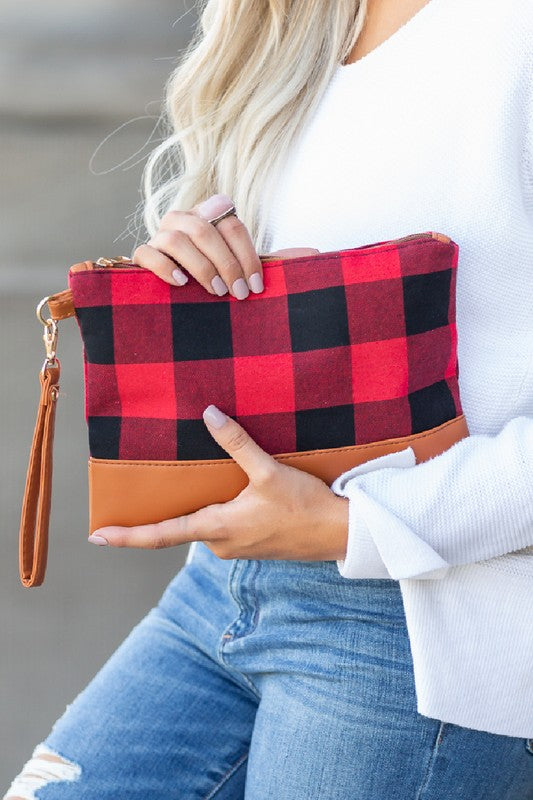 Buffalo Plaid Clutch | White or Red - Bella Lia Boutique