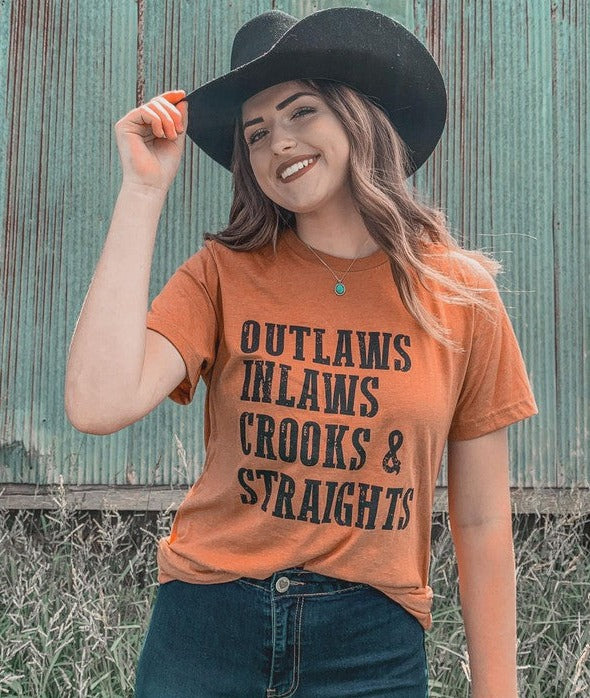 Outlaws, Inlaws, Crooks & Straits Graphic Tee - Bella Lia Boutique