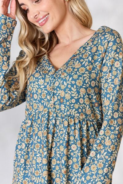 Floral Button Long Sleeve Top