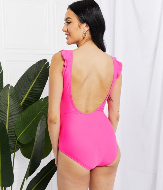 Float On Ruffle Faux Wrap One-Piece Swimsuit | Pink