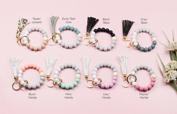 Silicone Color Block Key Ring Bracelet - Bella Lia Boutique
