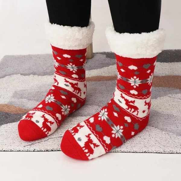 Reindeer Fleece Lined Cozy Socks - Bella Lia Boutique