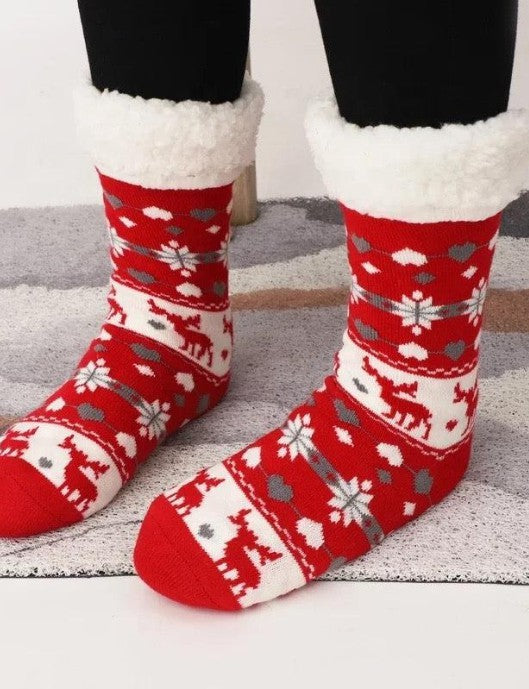 Reindeer Fleece Lined Cozy Socks - Bella Lia Boutique