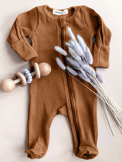Ribbed Zip-Up Long Sleeve Jumpsuit | Infant