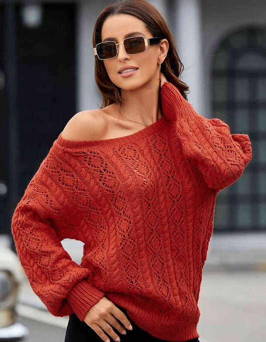 Brick Red Cable-Knit Sweater