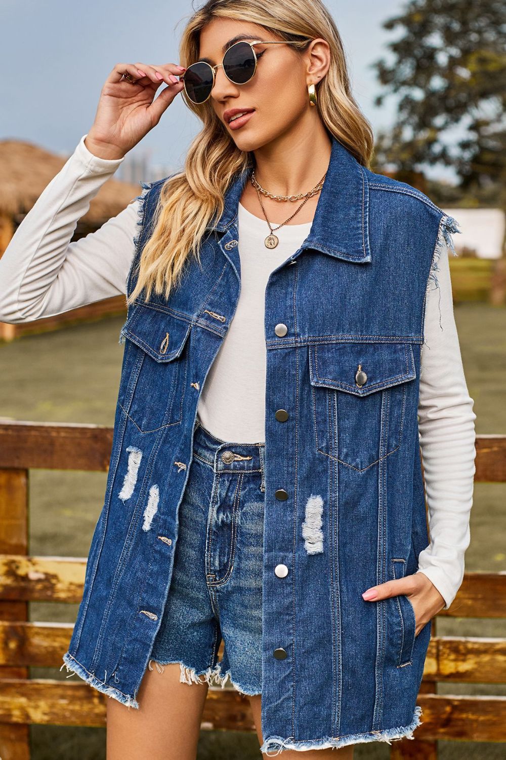 On the Ranch Sleeveless Denim Top | Multiple Colors