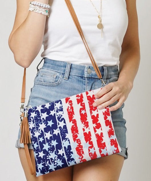 American Flag Clutch Crossbody Bag - Bella Lia Boutique