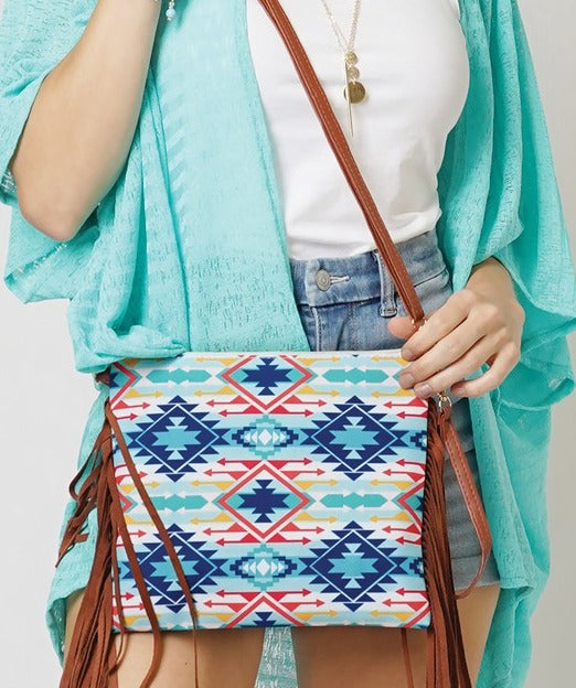 Geometric Aztec Print Crossbody | Multiple Colors - Bella Lia Boutique