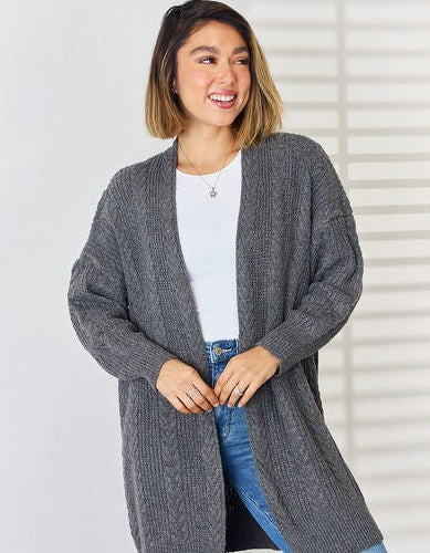 Vanessa Cable-Knit Open Front Cardigan