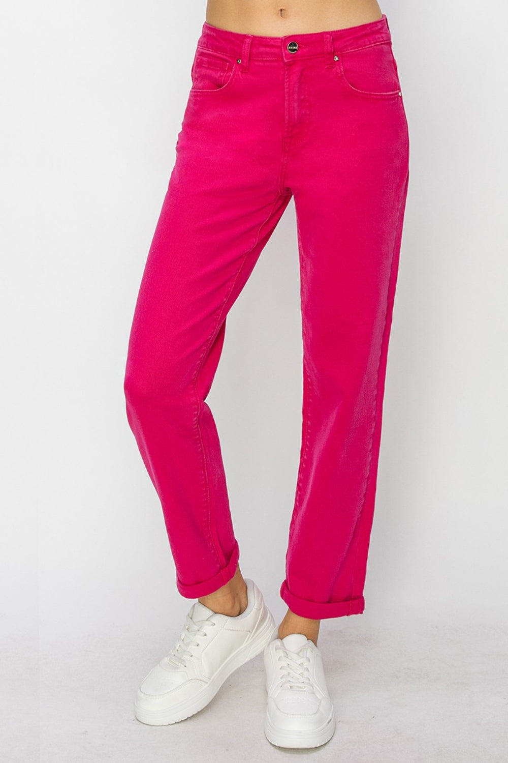 Hot Pink High-Waist Straight Jeans | Risen