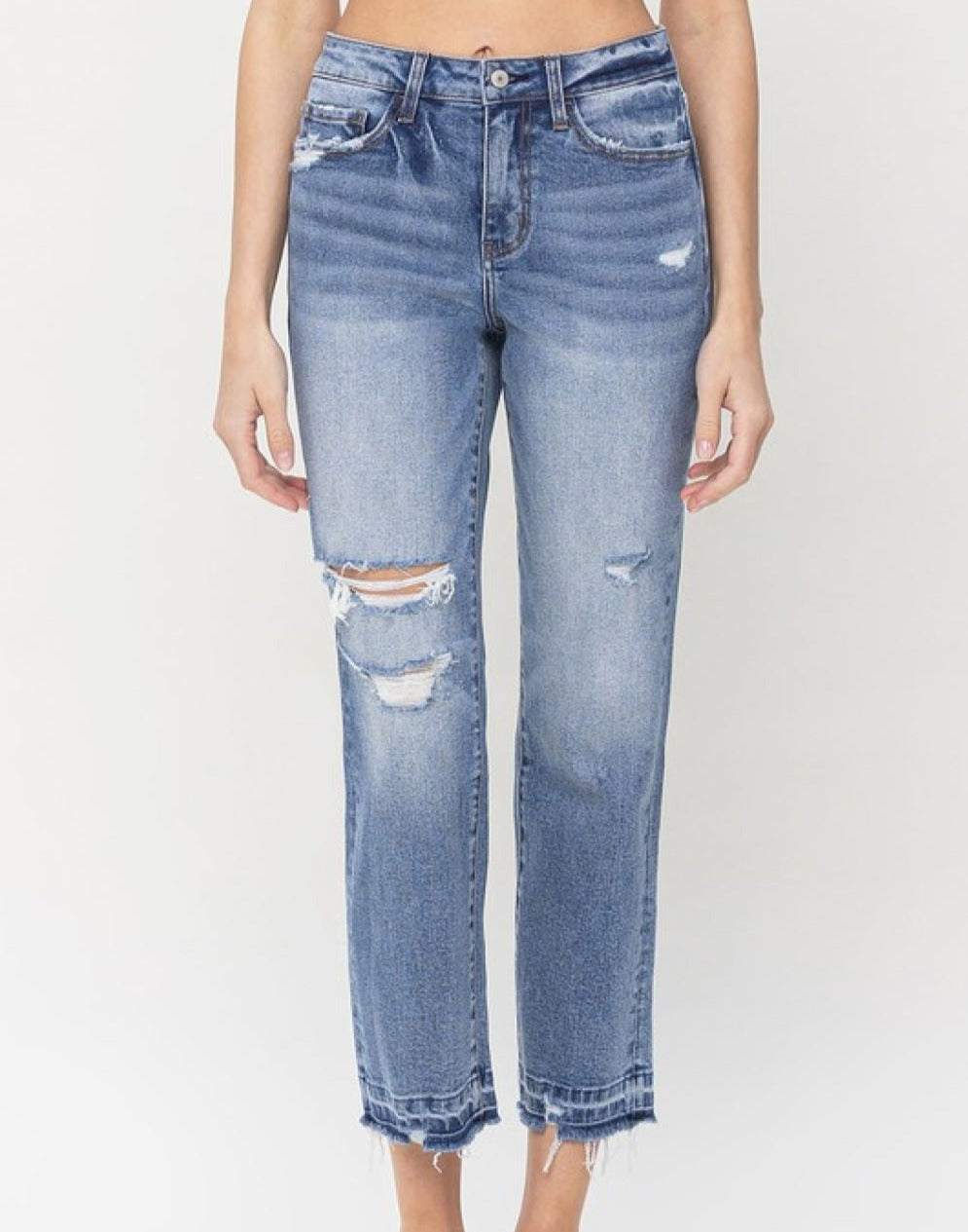 Lena High Rise Cropped Straight Jeans | Lovervet