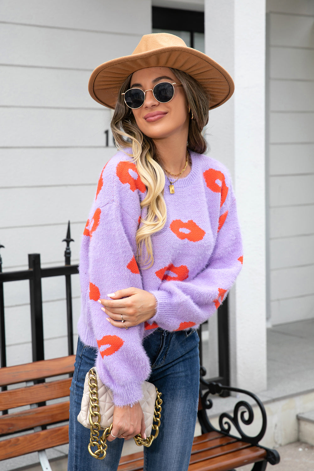 Lip Locked Fuzzy Sweater | Multiple Colors