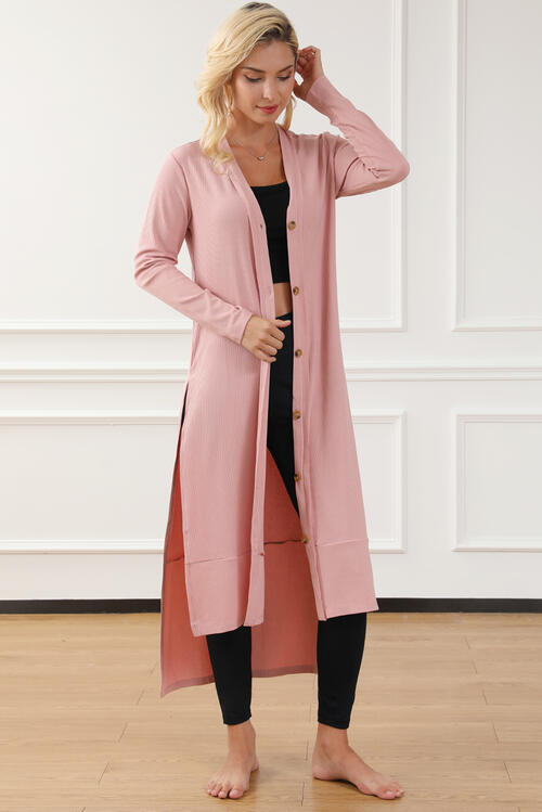 Blush High-Low Slit Cardigan