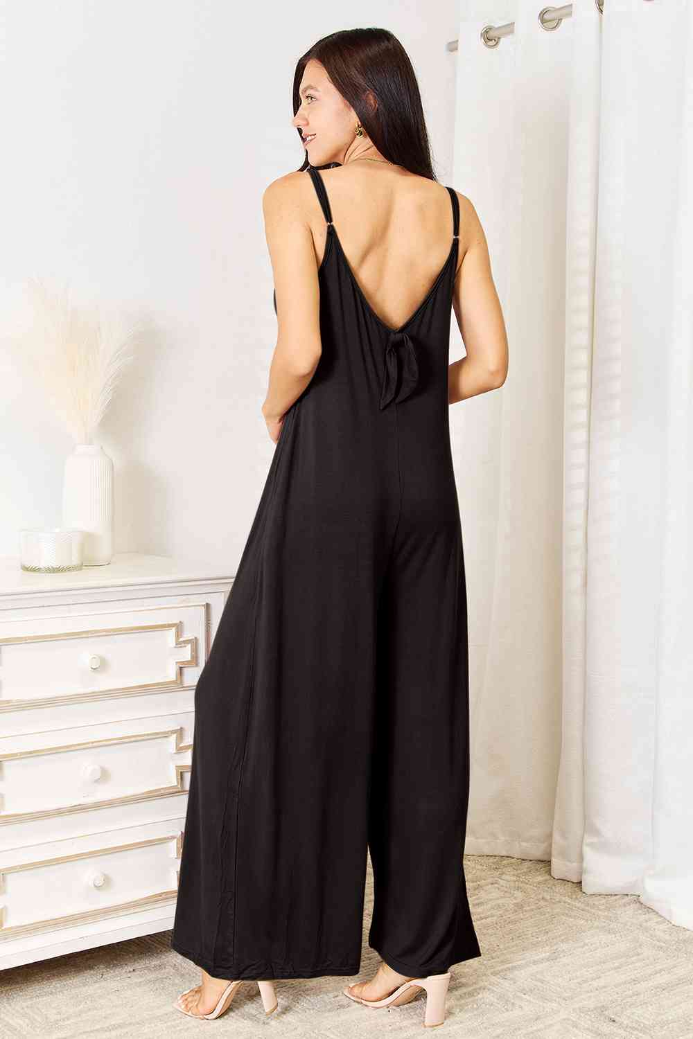 Ultra Soft Spaghetti Strap Wide Leg Jumpsuit