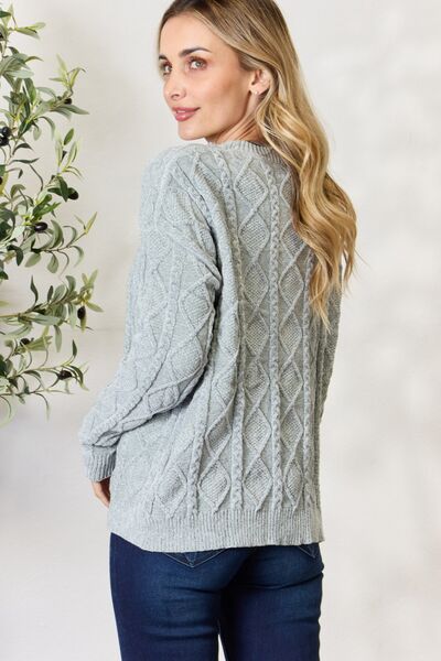 Dusty Sage Cable Knit Sweater