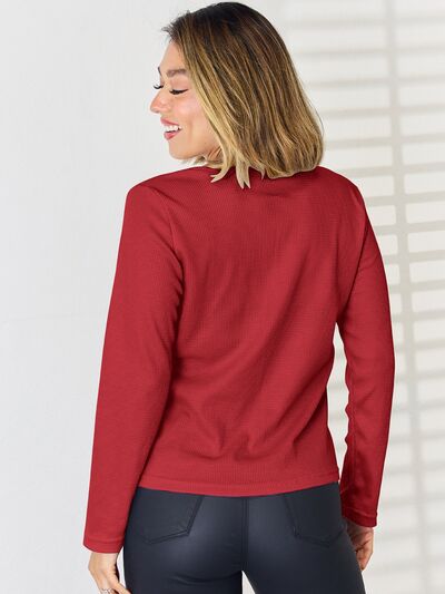 Savvy Notched Long Sleeve Top