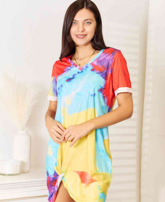 Sally Tie-Dye V-Neck Twisted Dress