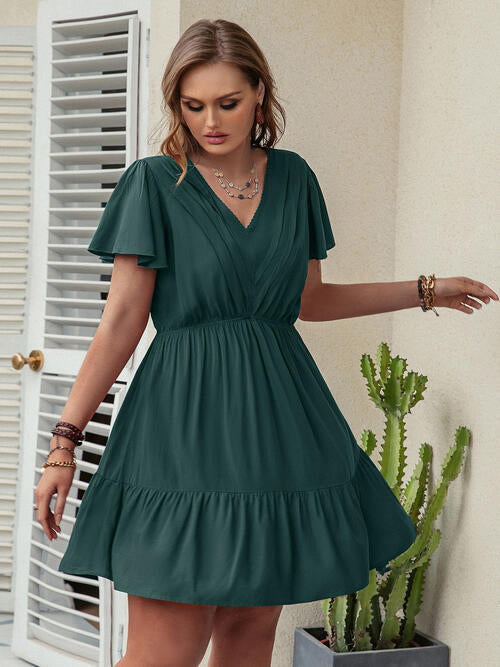 Dreaming Ruffle V-Neck Dress | Curvy