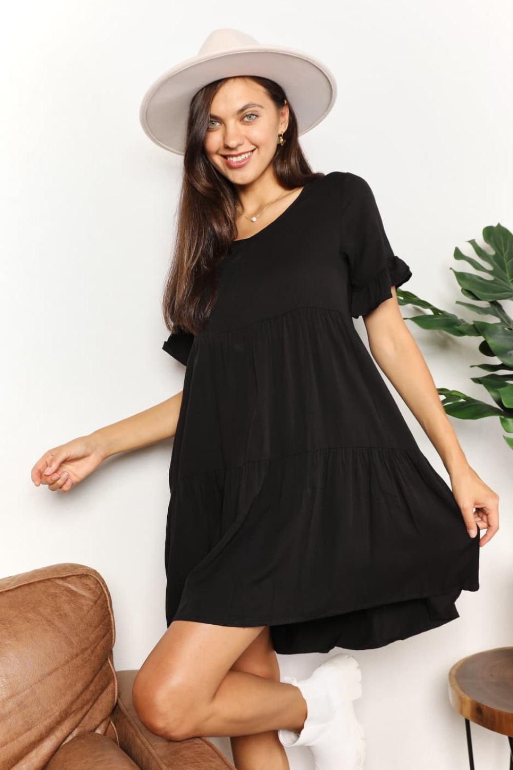 Ronnie Flounce Sleeve Tiered Dress