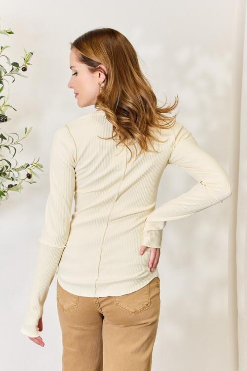 Vanilla Cream Ribbed Long Sleeve Top