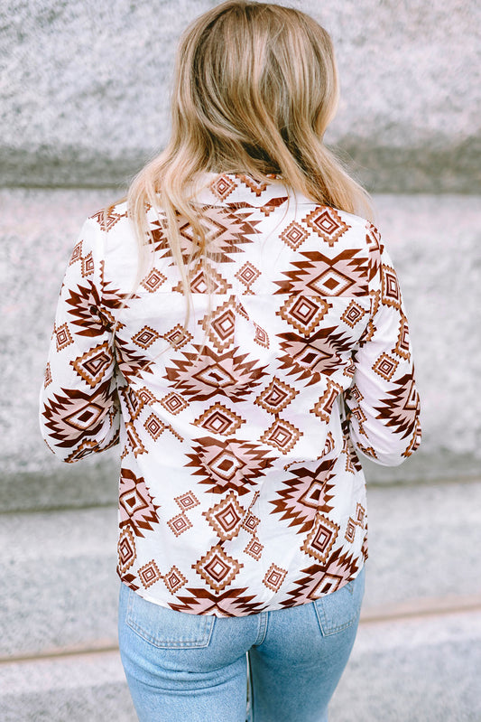 Aztec Collared Buttoned Top