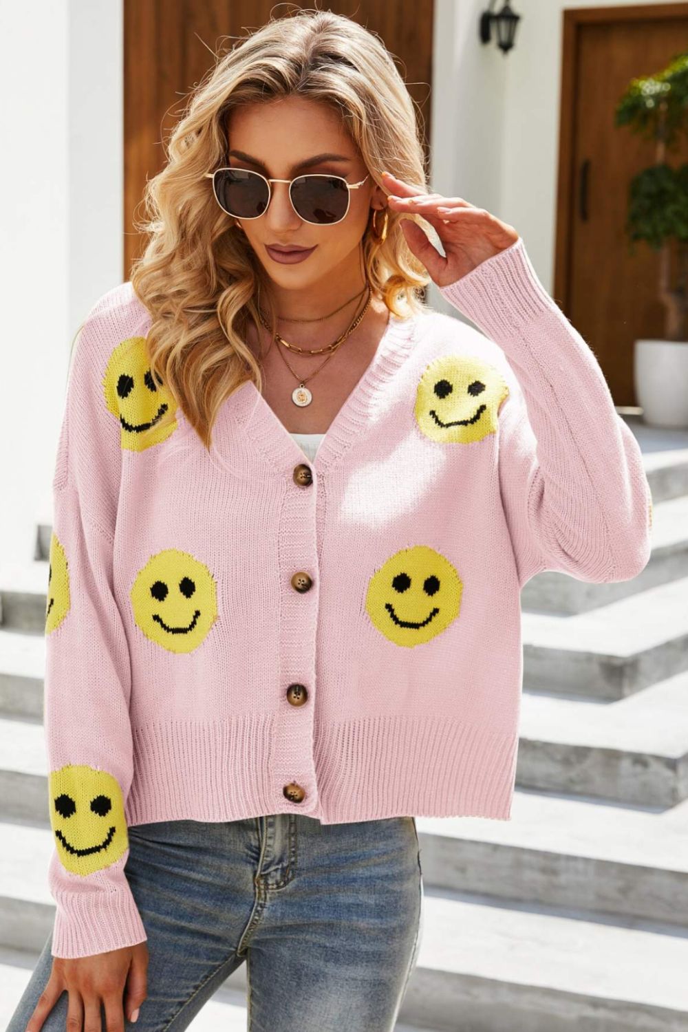 Smiley Ribbed Cardigan | Multiple Colors