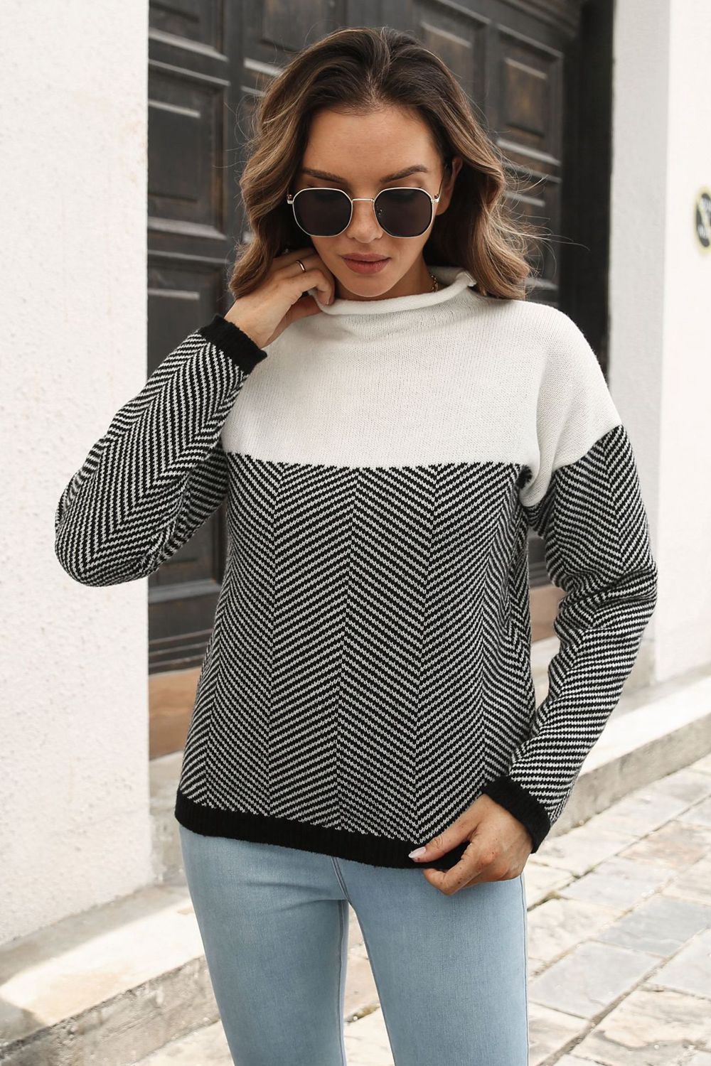 Herringbone Pullover Sweater