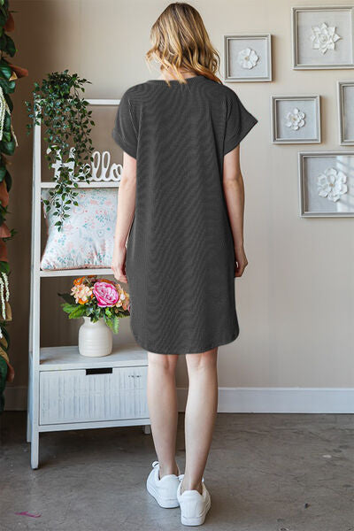 Slate Ribbed Tee Dress