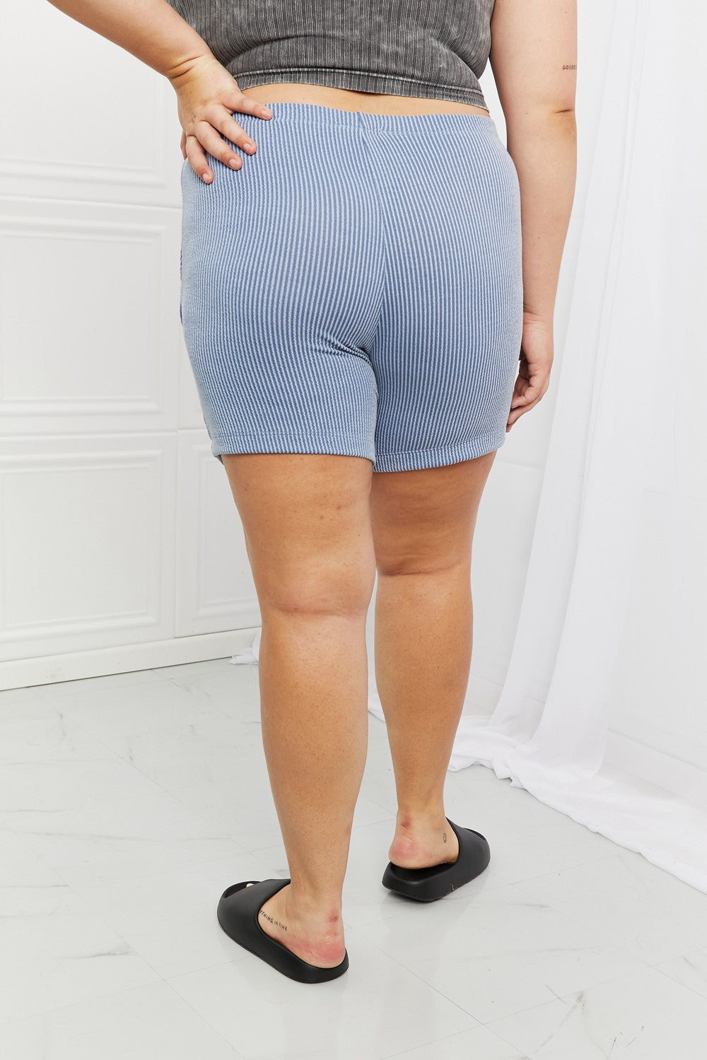 Too Good Ribbed Shorts | Misty Blue