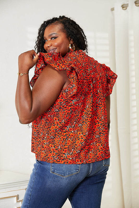 Rust Floral Flutter Top
