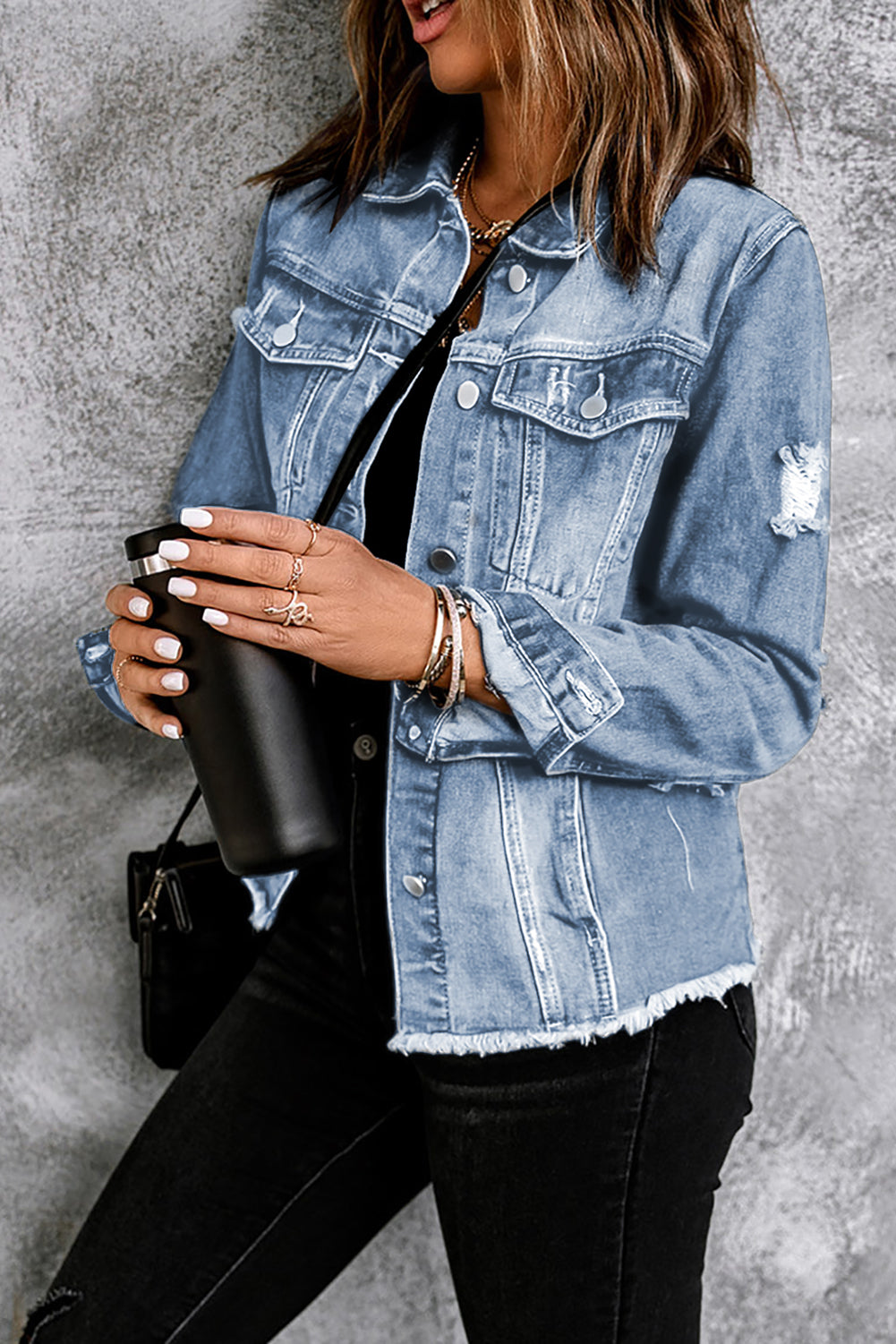 Above It All Distressed Denim Jacket | Multiple Colors