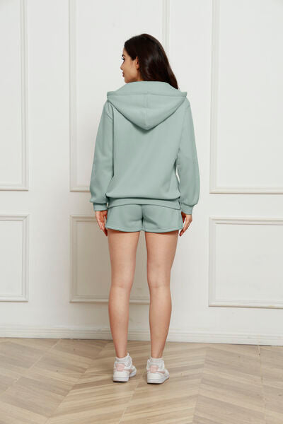 To Be Happy Zip-Up Hoodie & Shorts Set | Multiple Colors