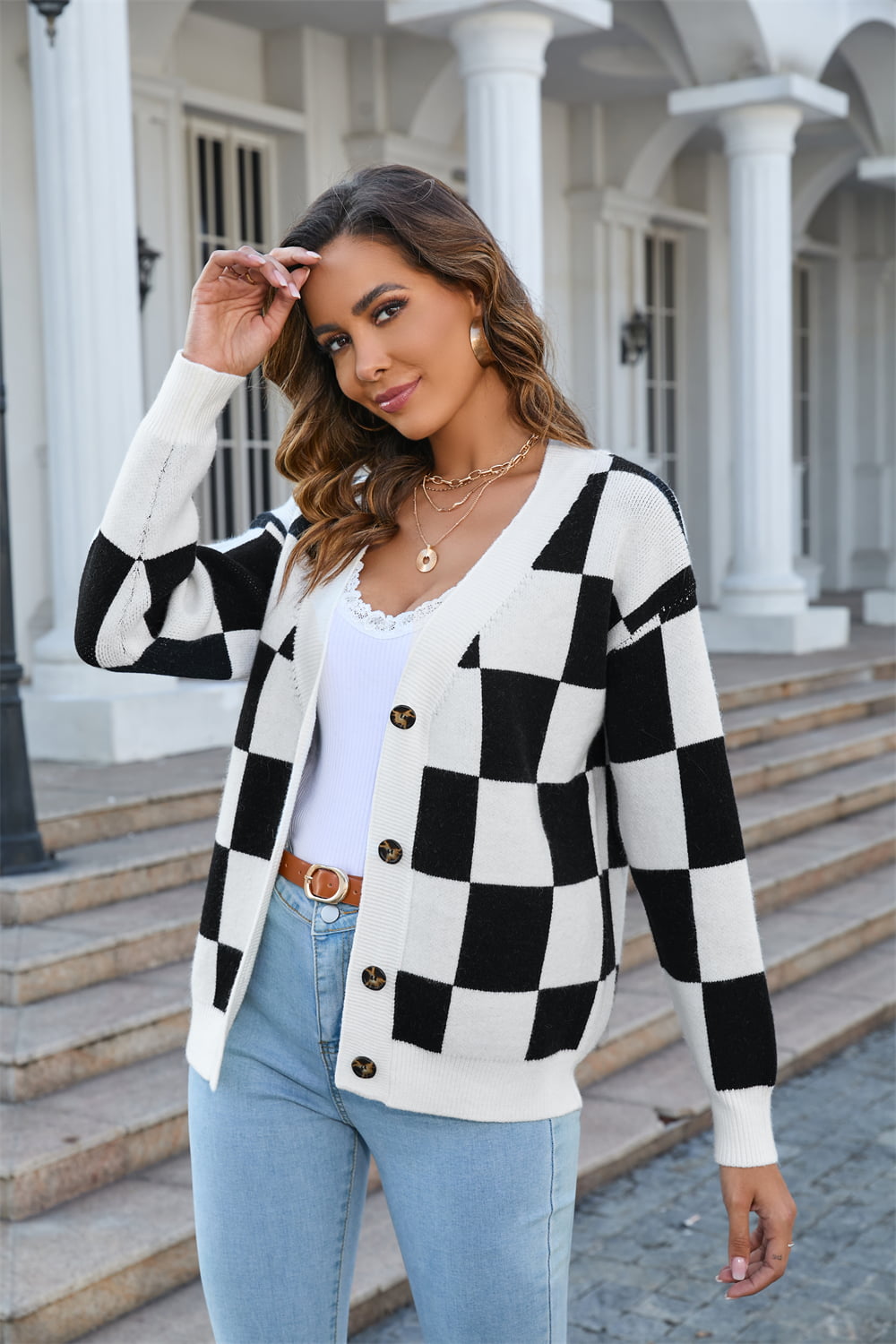 Checkered Button-Up Cardigan | Multiple Colors
