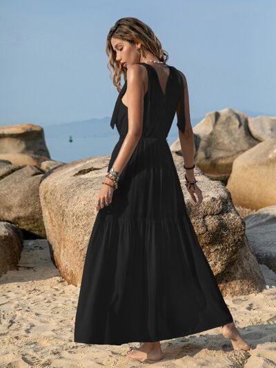 Maria V-Neck Crochet Maxi Dress