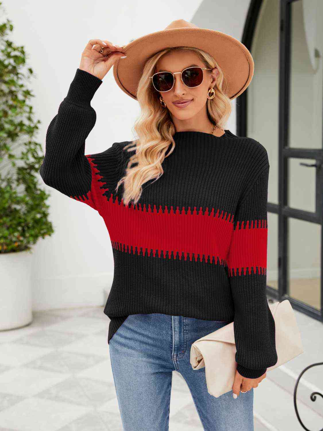 Swipe Right Contrast Sweater