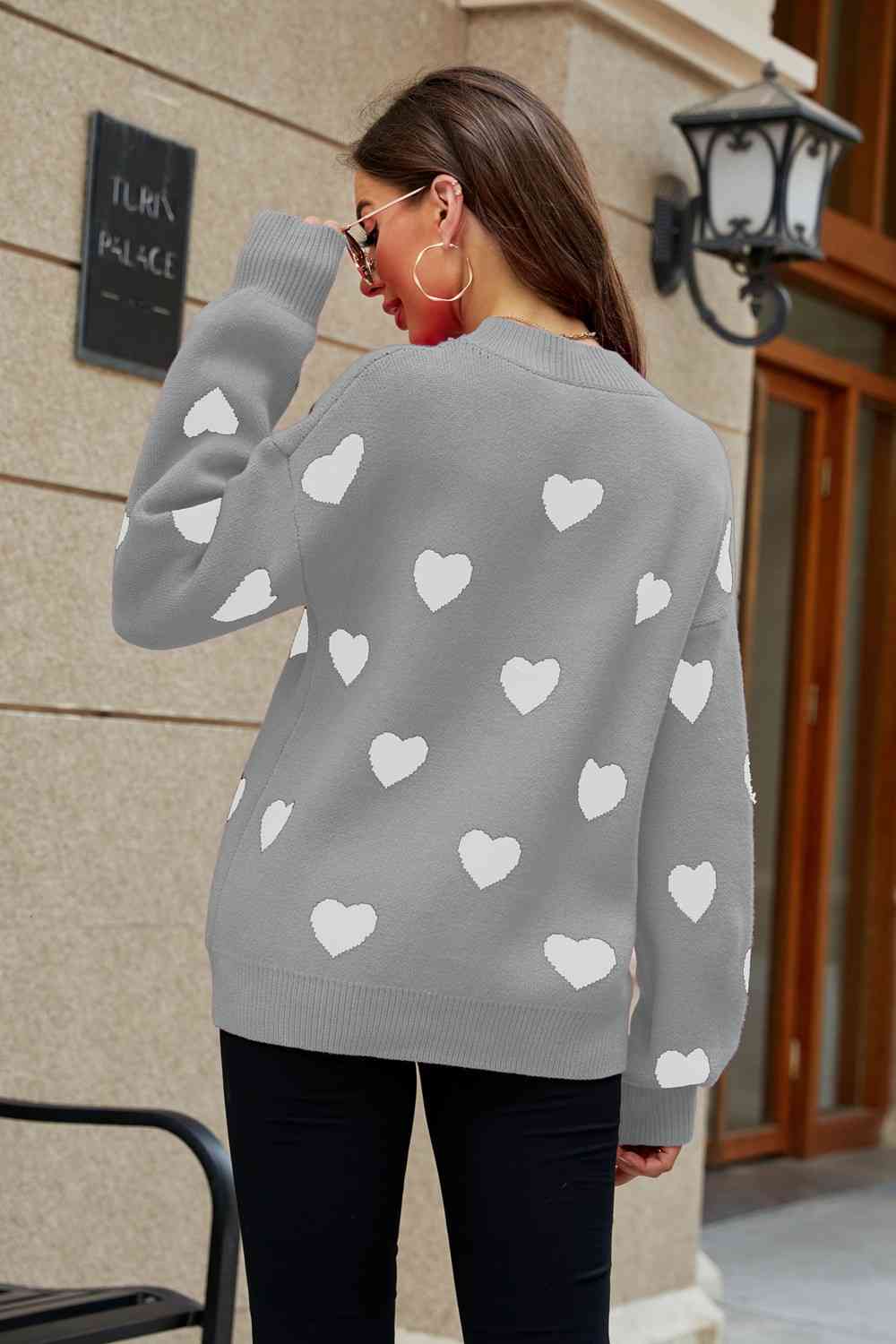 Hearts Lantern Sleeve Tunic Sweater