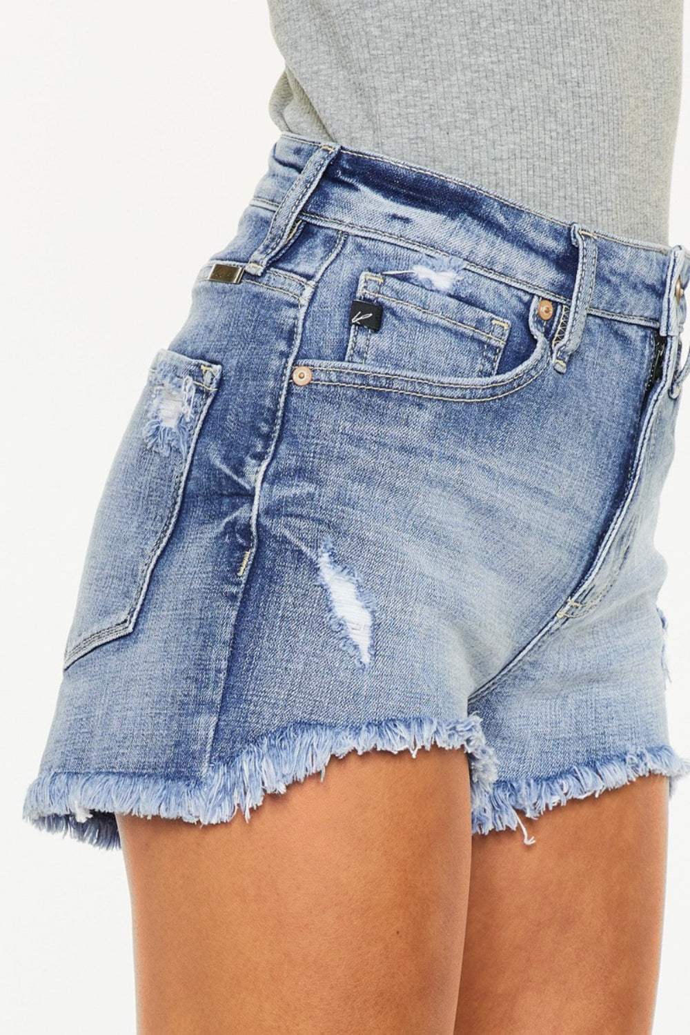 Dazed Distressed Raw Hem Denim Shorts | Kancan