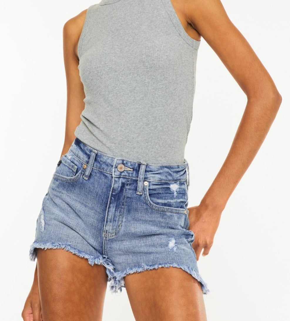 Dazed Distressed Raw Hem Denim Shorts | Kancan