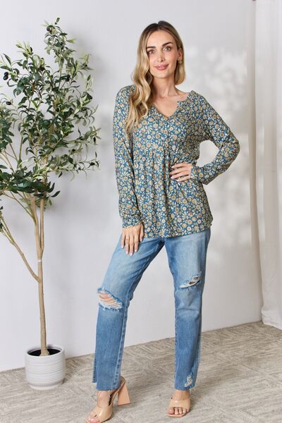 Floral Button Long Sleeve Top