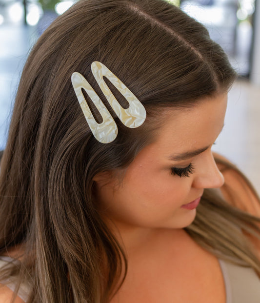 Teardrop Hair Clips | Gold Shell