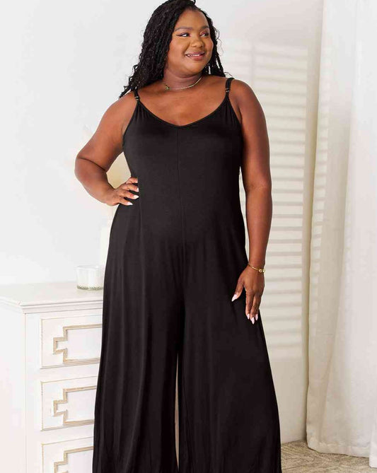 Ultra Soft Spaghetti Strap Wide Leg Jumpsuit