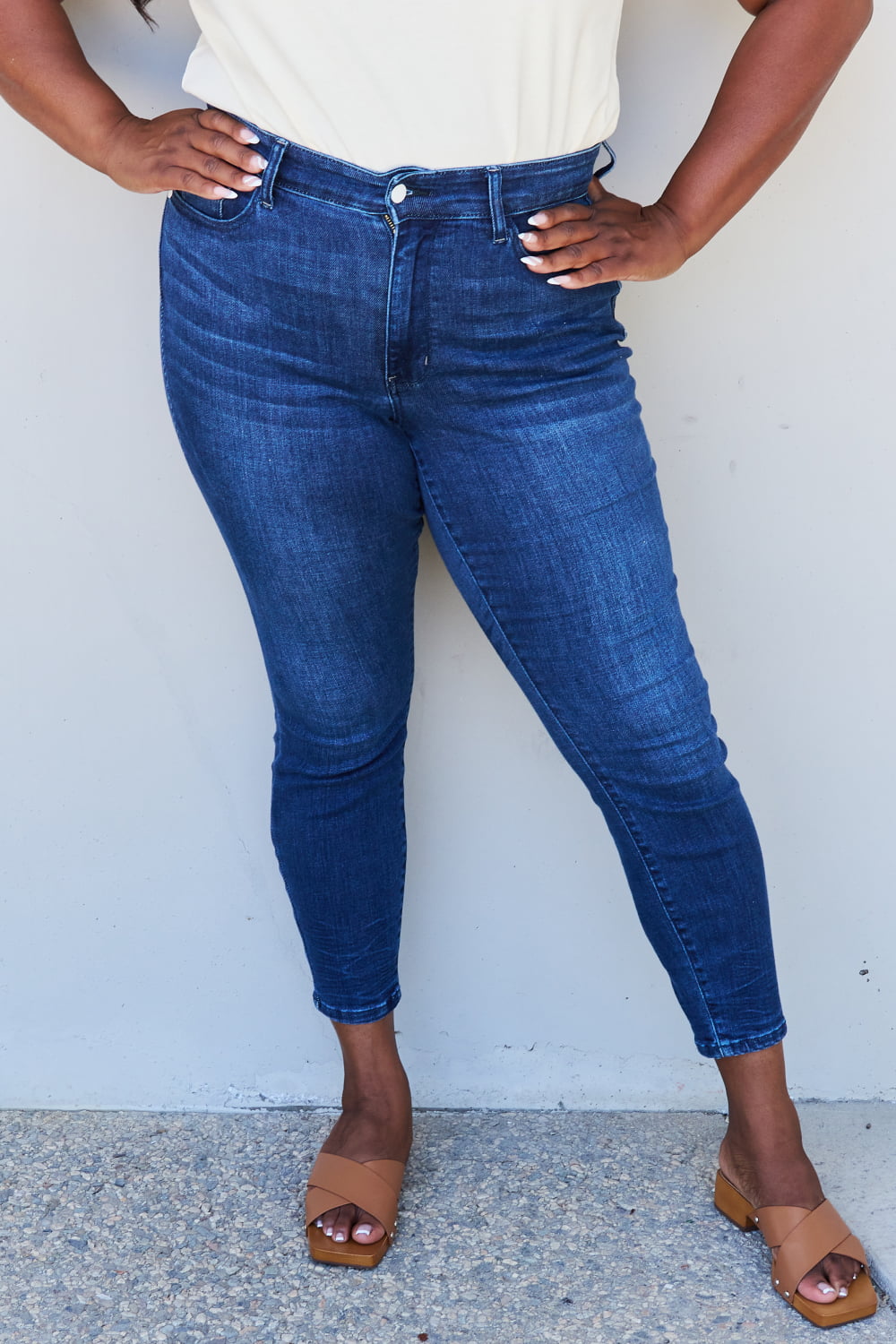 Marie Mid-Rise Crinkle Ankle Skinny Jeans | Judy Blue